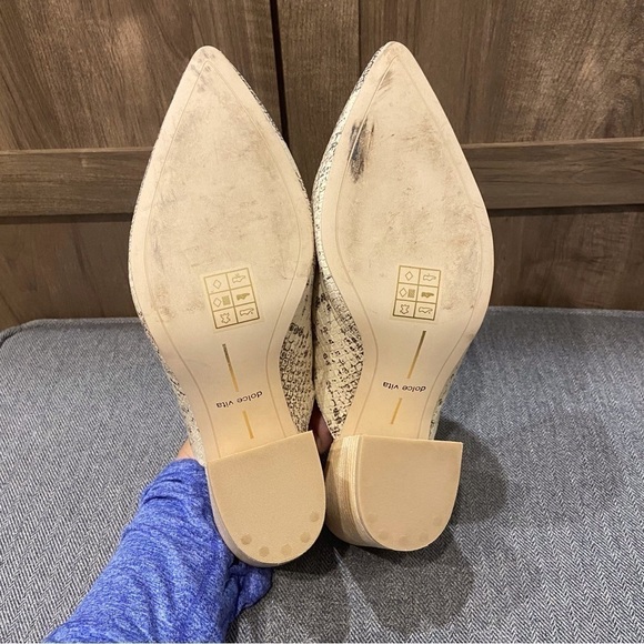 Dolce Vita Angela Mules Leather Snake Embossed Stacked Heel Shoe Size 9 - Picture 7 of 7